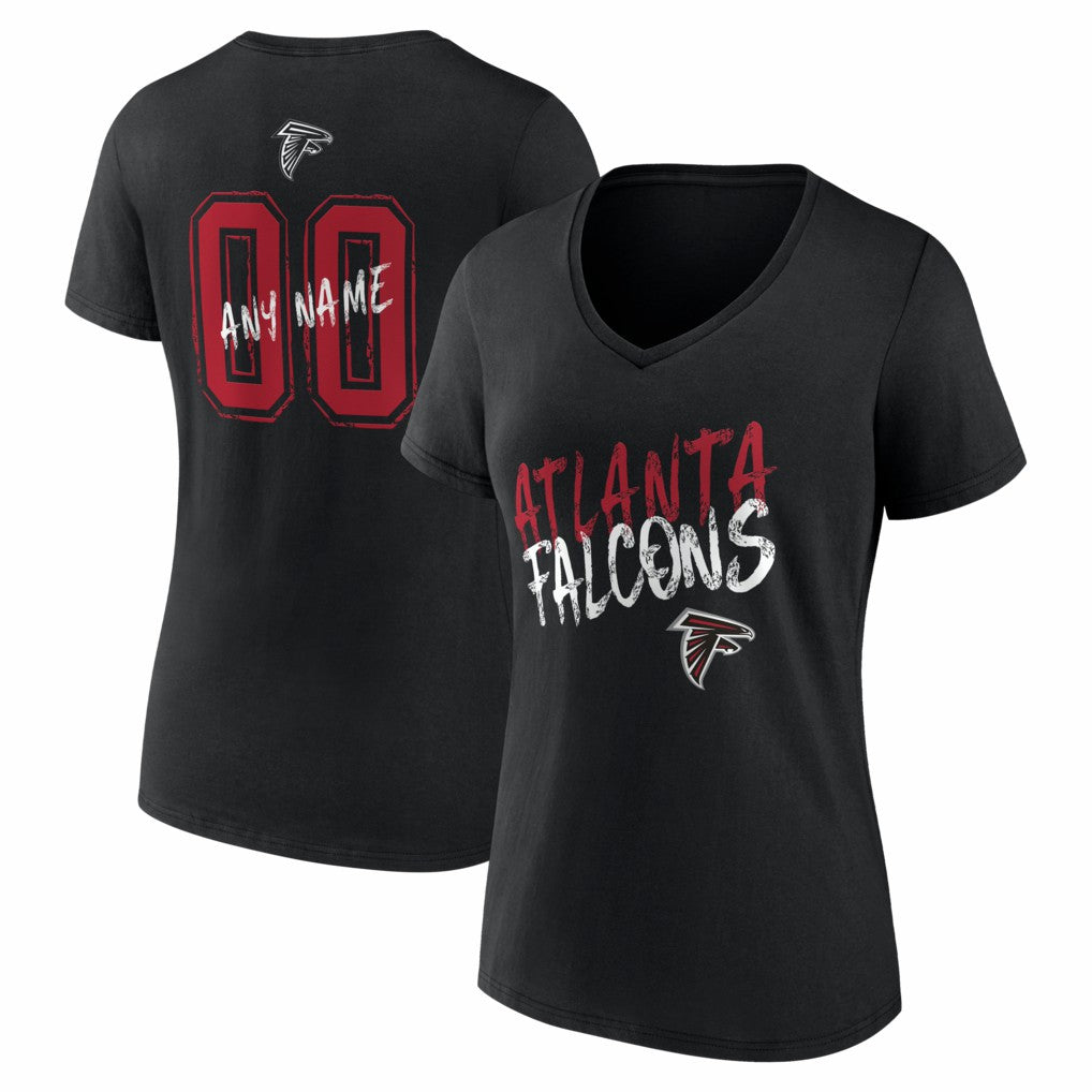 Atlanta Falcons Women's Hustle Personalized Name & Number V-Neck T-Shirt Black