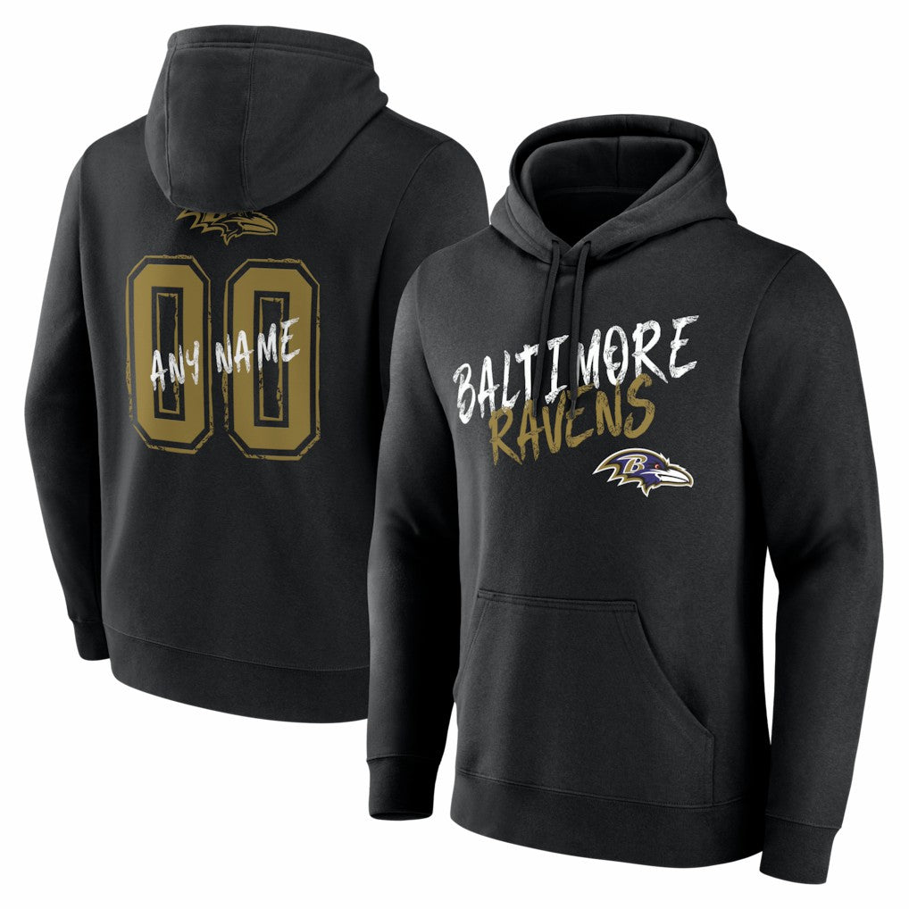 Baltimore Ravens Hustle Personalized Name & Number Hoodie Black