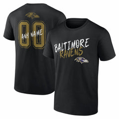 Baltimore Ravens Hustle Personalized Name & Number T-Shirt Black