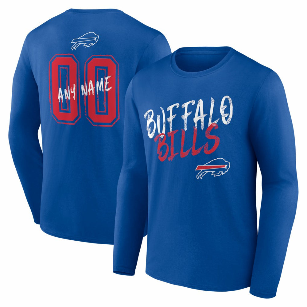 Buffalo Bills Hustle Personalized Name & Number Long Sleeve T-Shirt Royal
