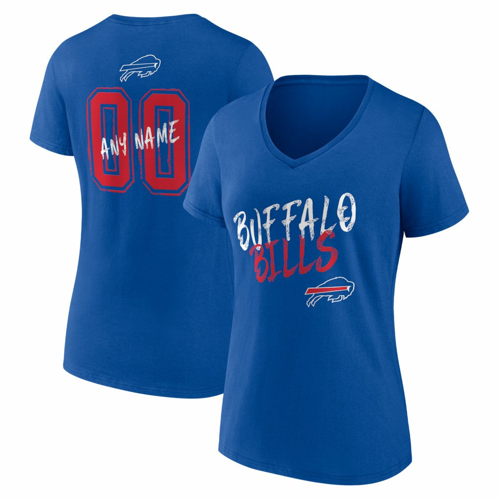 Buffalo Bills Women's Hustle Personalized Name & Number V-Neck T-Shirt Royal
