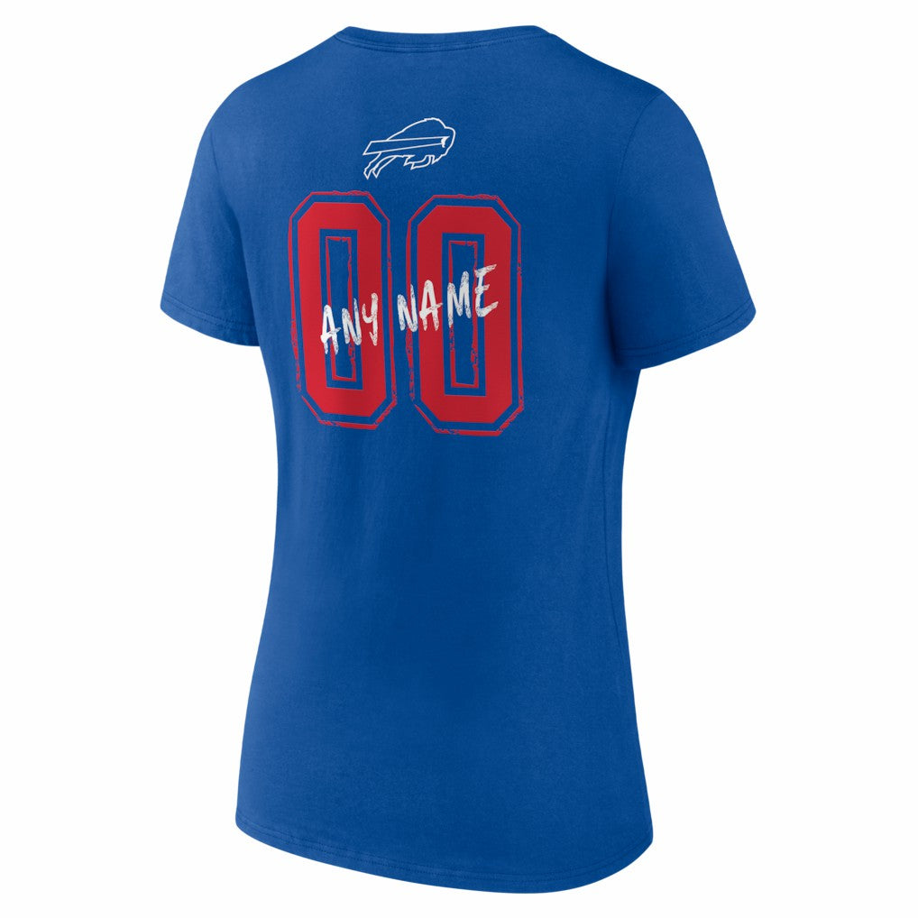 Buffalo Bills Women's Hustle Personalized Name & Number V-Neck T-Shirt Royal