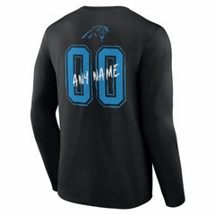 Carolina Panthers Hustle Personalized Name & Number Long Sleeve T-Shirt Black