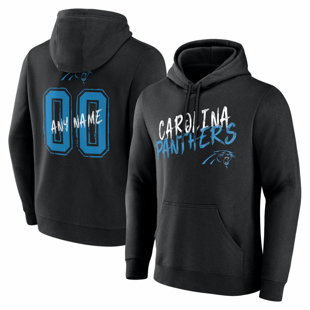 Carolina Panthers Hustle Personalized Name & Number Hoodie Black