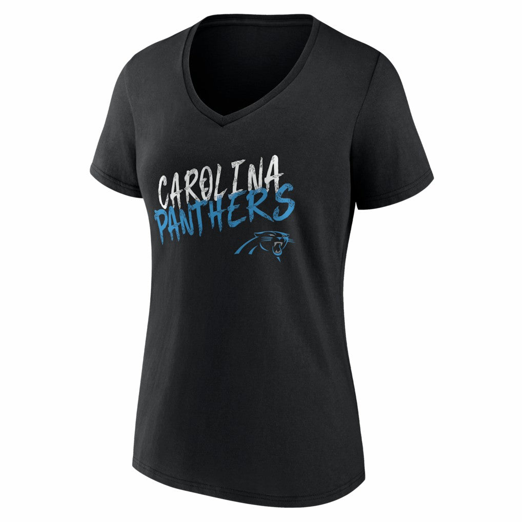 Carolina Panthers Women's Hustle Personalized Name & Number V-Neck T-Shirt Black