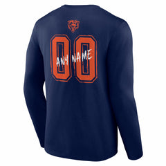 Chicago Bears Hustle Personalized Name & Number Long Sleeve T-Shirt Navy