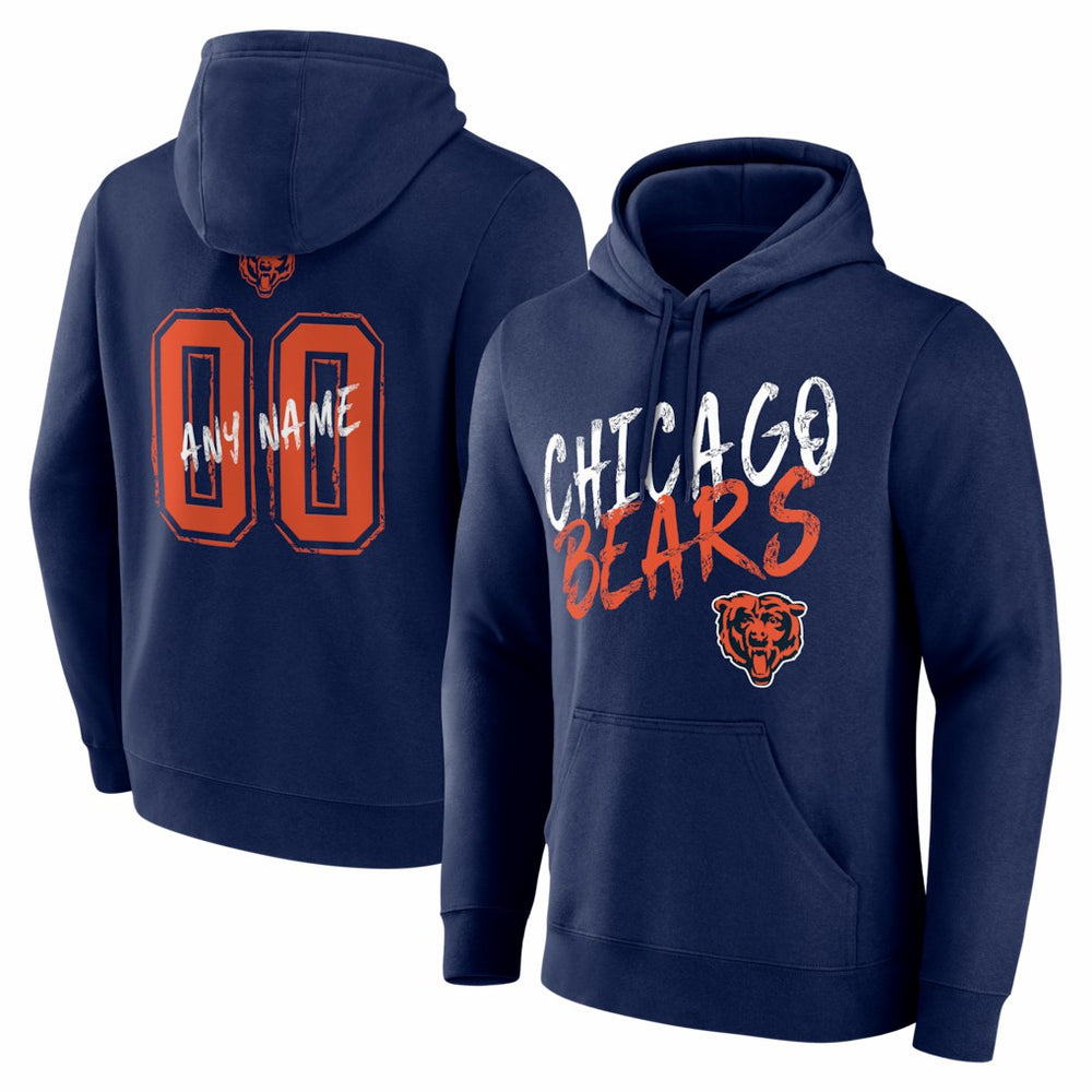 Chicago Bears Hustle Personalized Name & Number Hoodie Navy