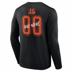 Cincinnati Bengals Hustle Personalized Name & Number Long Sleeve T-Shirt Black