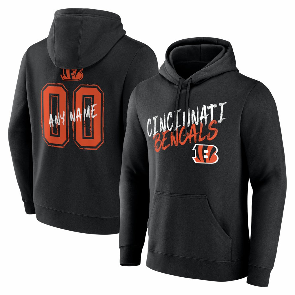 Cincinnati Bengals Hustle Personalized Name & Number Hoodie Black