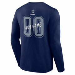 Dallas Cowboys Hustle Personalized Name & Number Long Sleeve T-Shirt Navy
