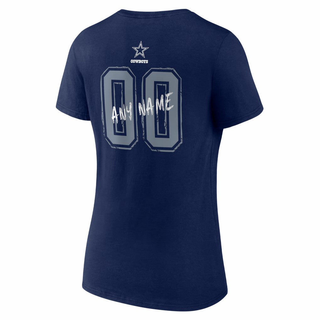Dallas Cowboys Women's Hustle Personalized Name & Number V-Neck T-Shirt Navy