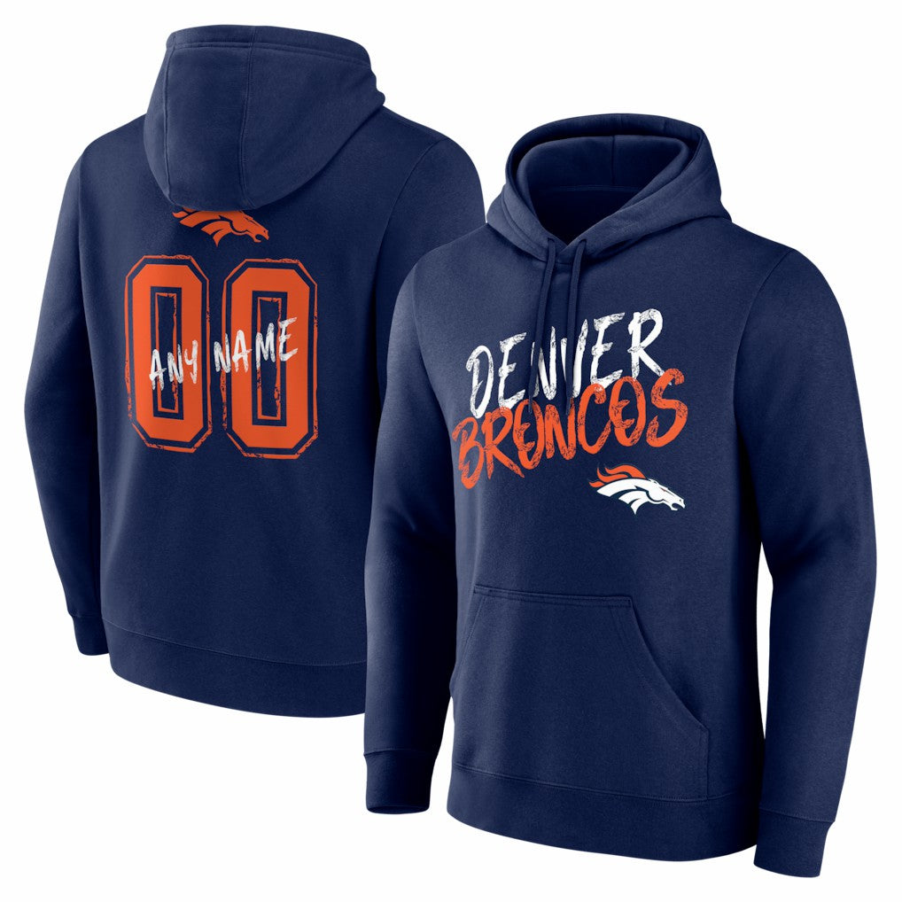 Denver Broncos Hustle Personalized Name & Number Hoodie Navy