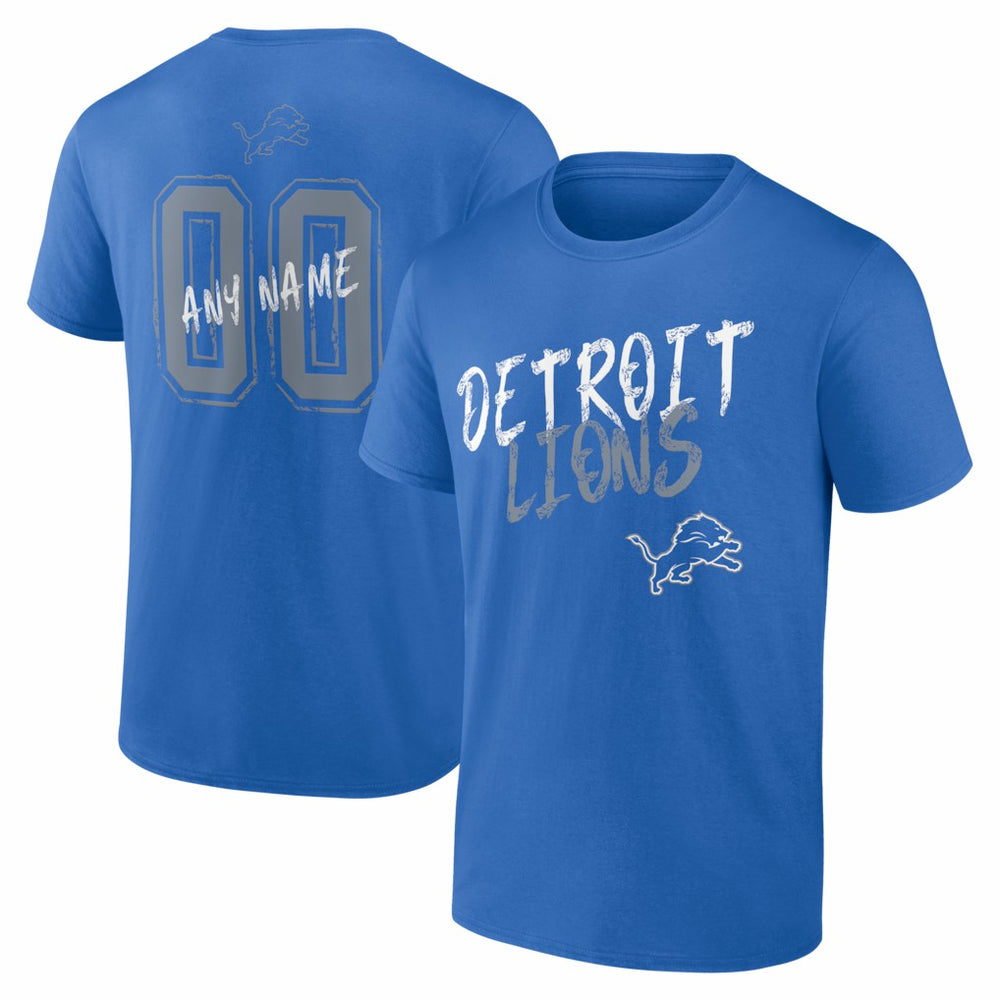Detroit Lions Hustle Personalized Name & Number T-Shirt Blue