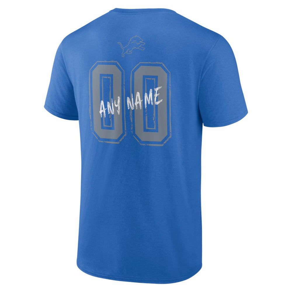 Detroit Lions Hustle Personalized Name & Number T-Shirt Blue