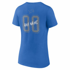 Detroit Lions Women's Hustle Personalized Name & Number V-Neck T-Shirt Blue