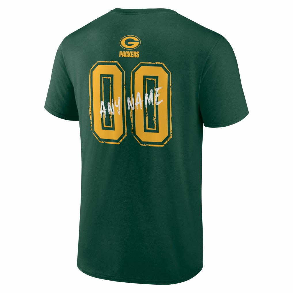 Green Bay Packers Hustle Personalized Name & Number T-Shirt Green