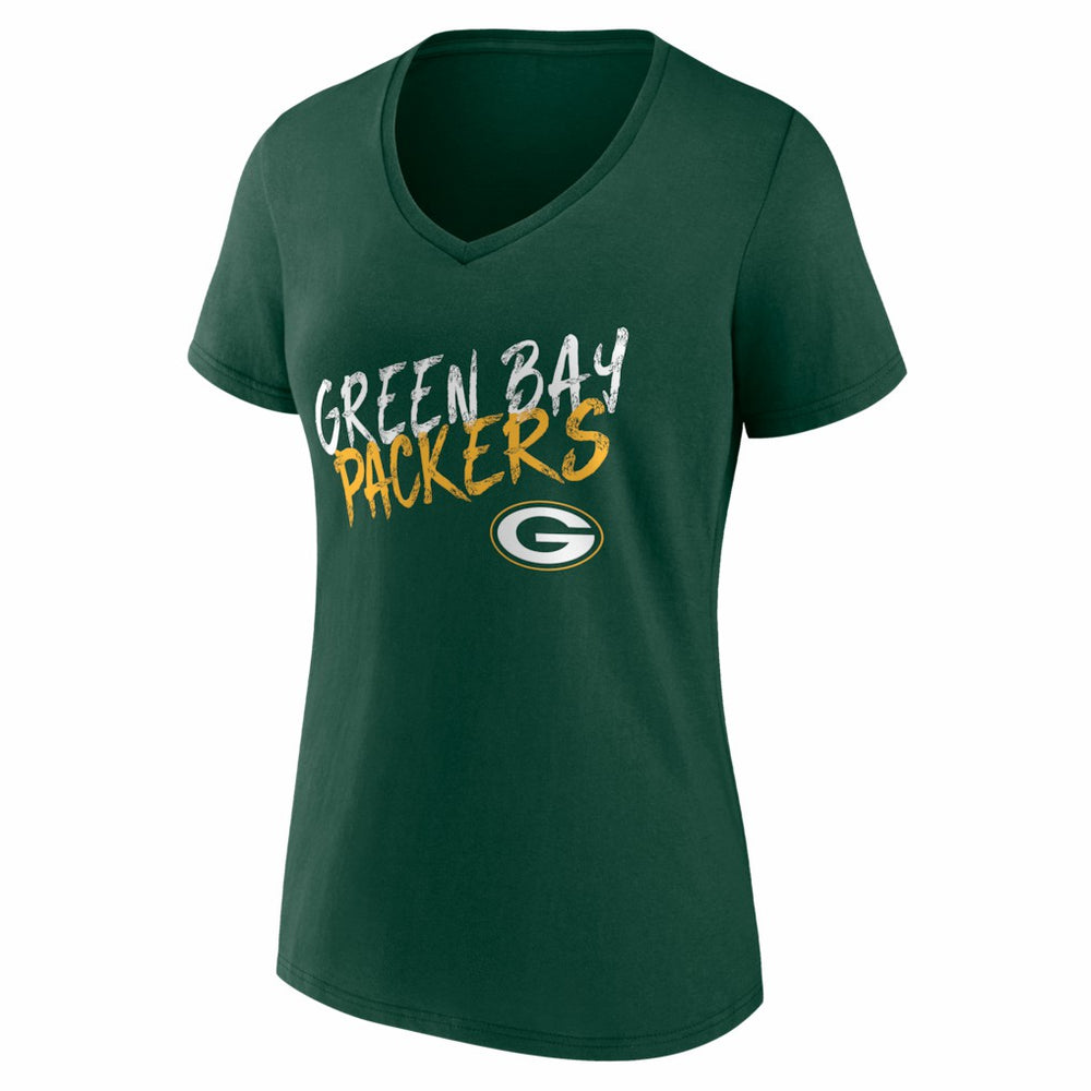 Green Bay Packers Women's Hustle Personalized Name & Number V-Neck T-Shirt Green