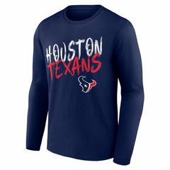 Houston Texans Hustle Personalized Name & Number Long Sleeve T-Shirt Navy
