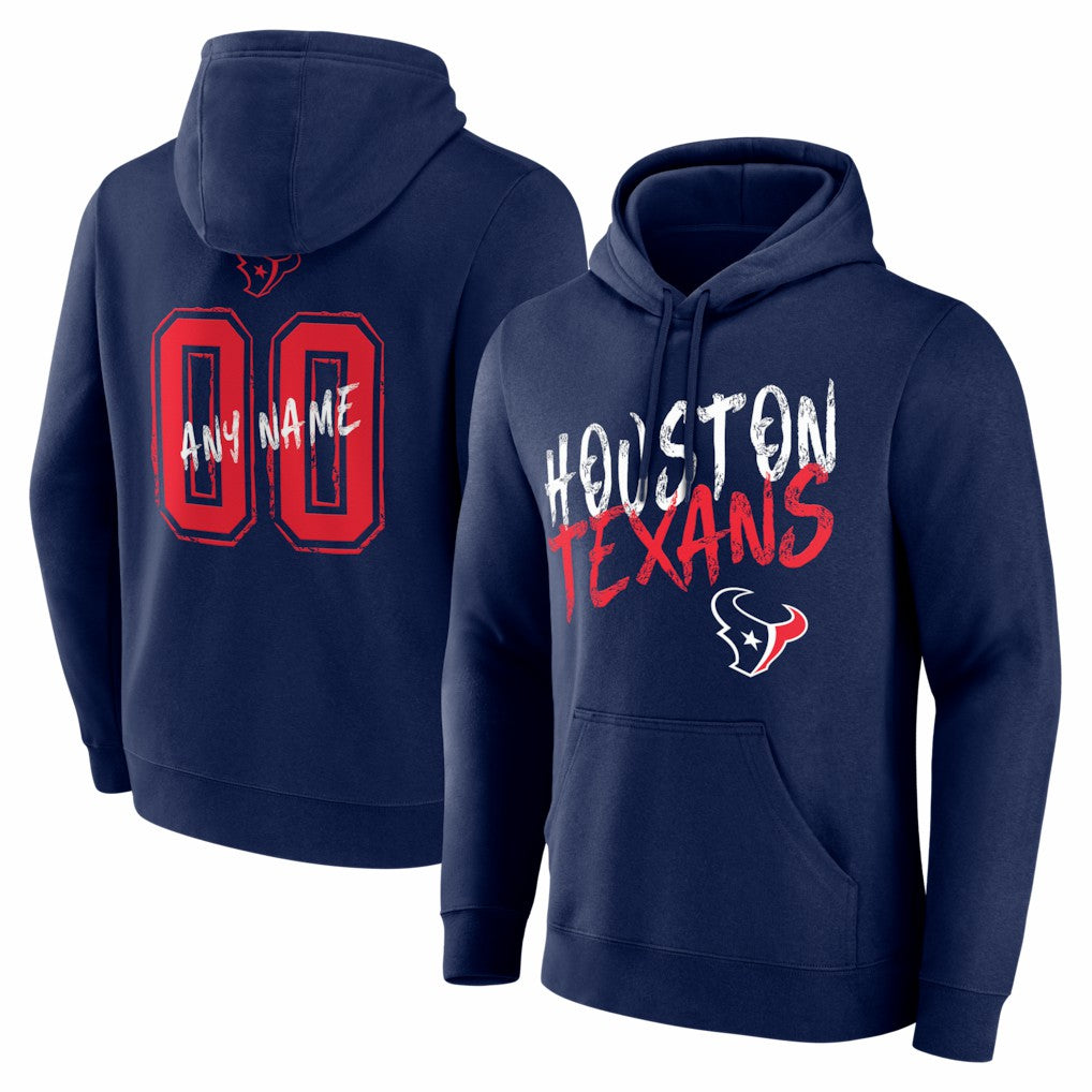 Houston Texans Hustle Personalized Name & Number Hoodie Navy