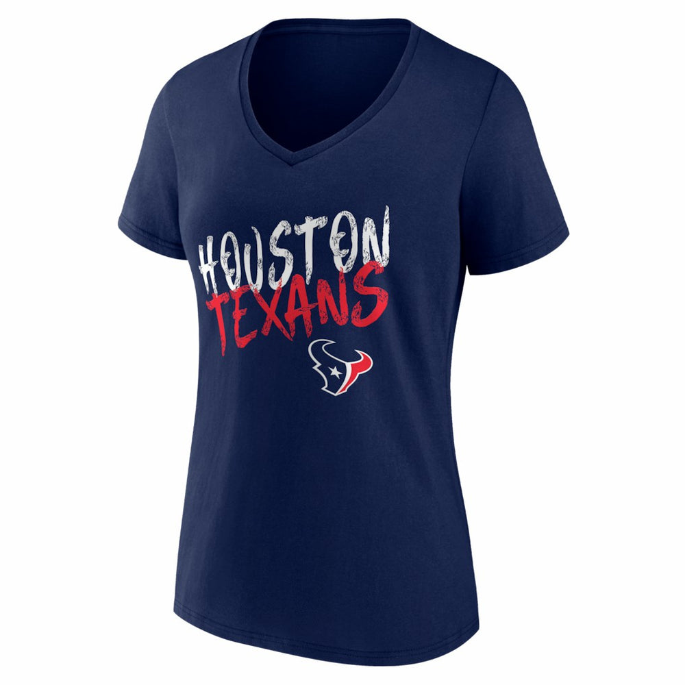 Houston Texans Women's Hustle Personalized Name & Number V-Neck T-Shirt Navy