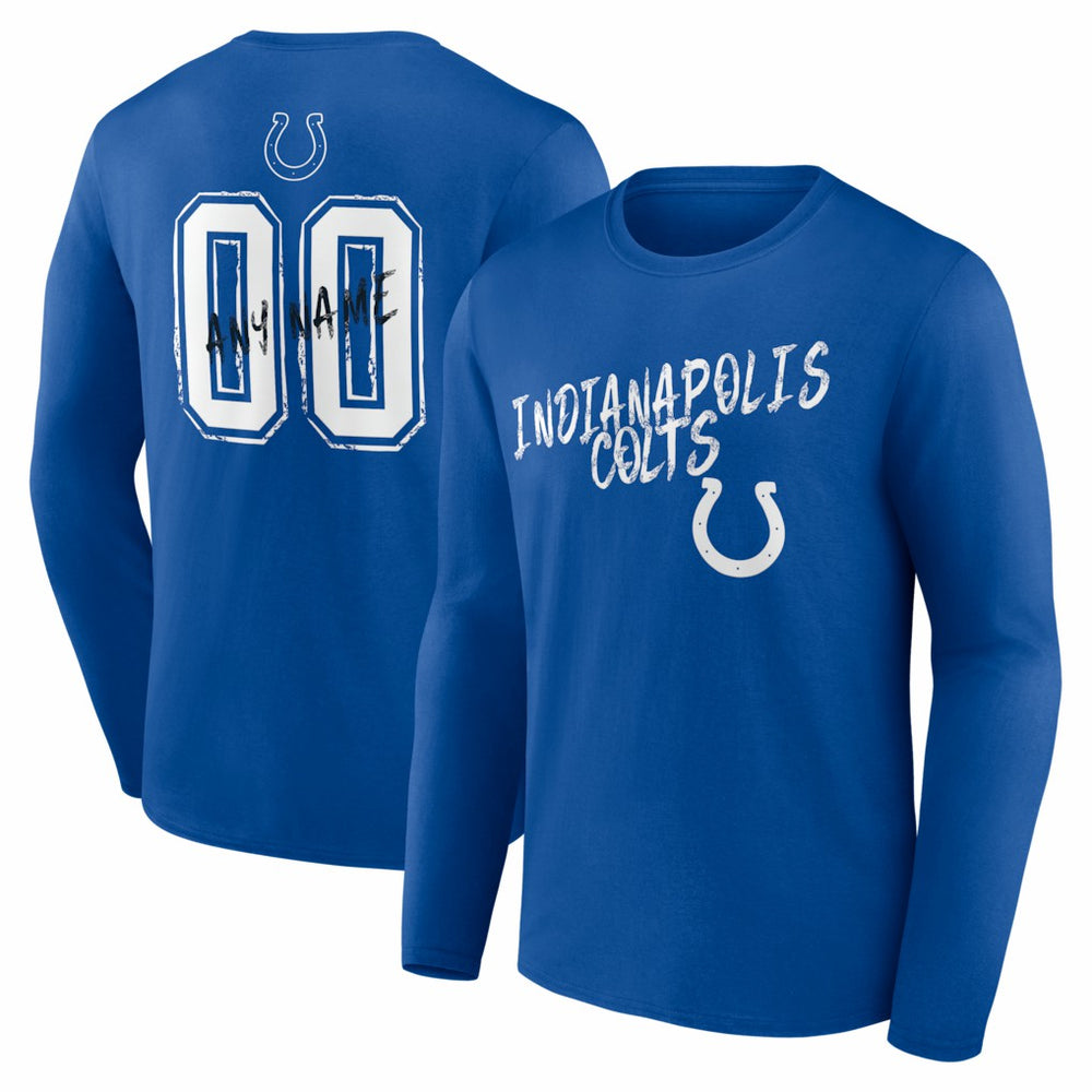 Indianapolis Colts Hustle Personalized Name & Number Long Sleeve T-Shirt Royal