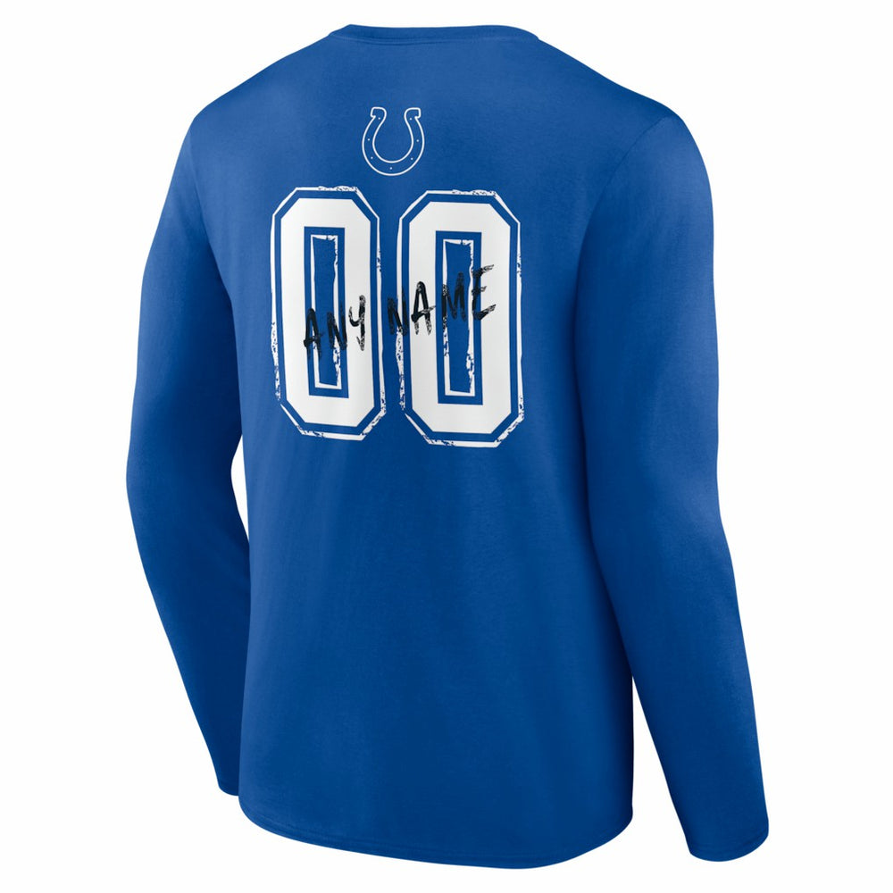 Indianapolis Colts Hustle Personalized Name & Number Long Sleeve T-Shirt Royal