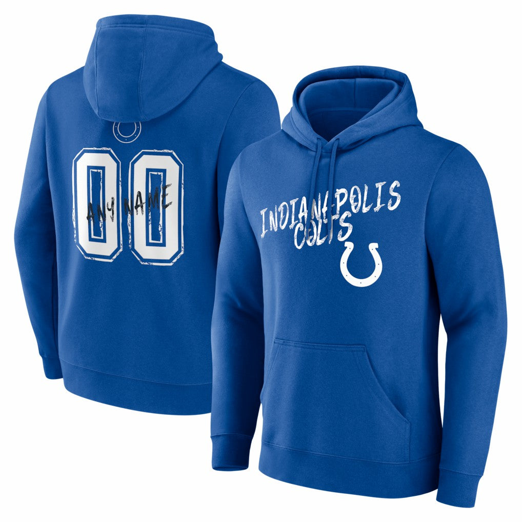 Indianapolis Colts Hustle Personalized Name & Number Hoodie Royal