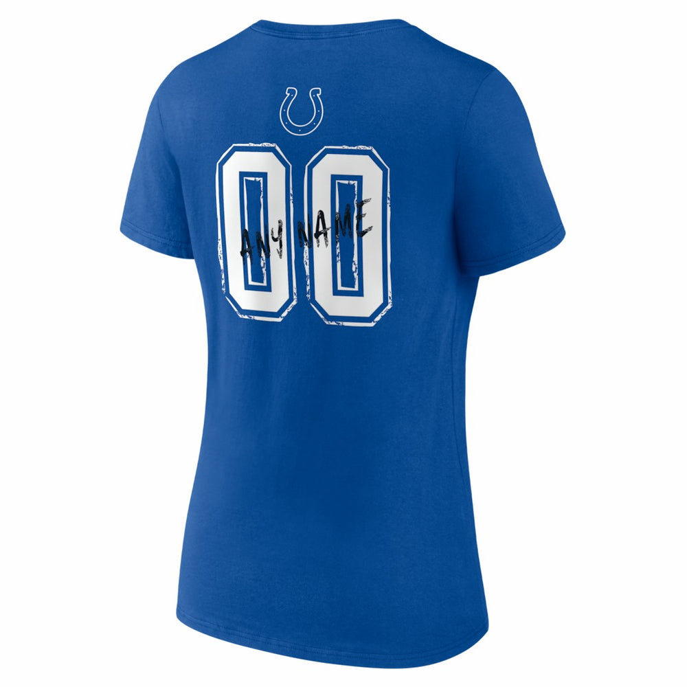 Indianapolis Colts Women's Hustle Personalized Name & Number V-Neck T-Shirt Royal