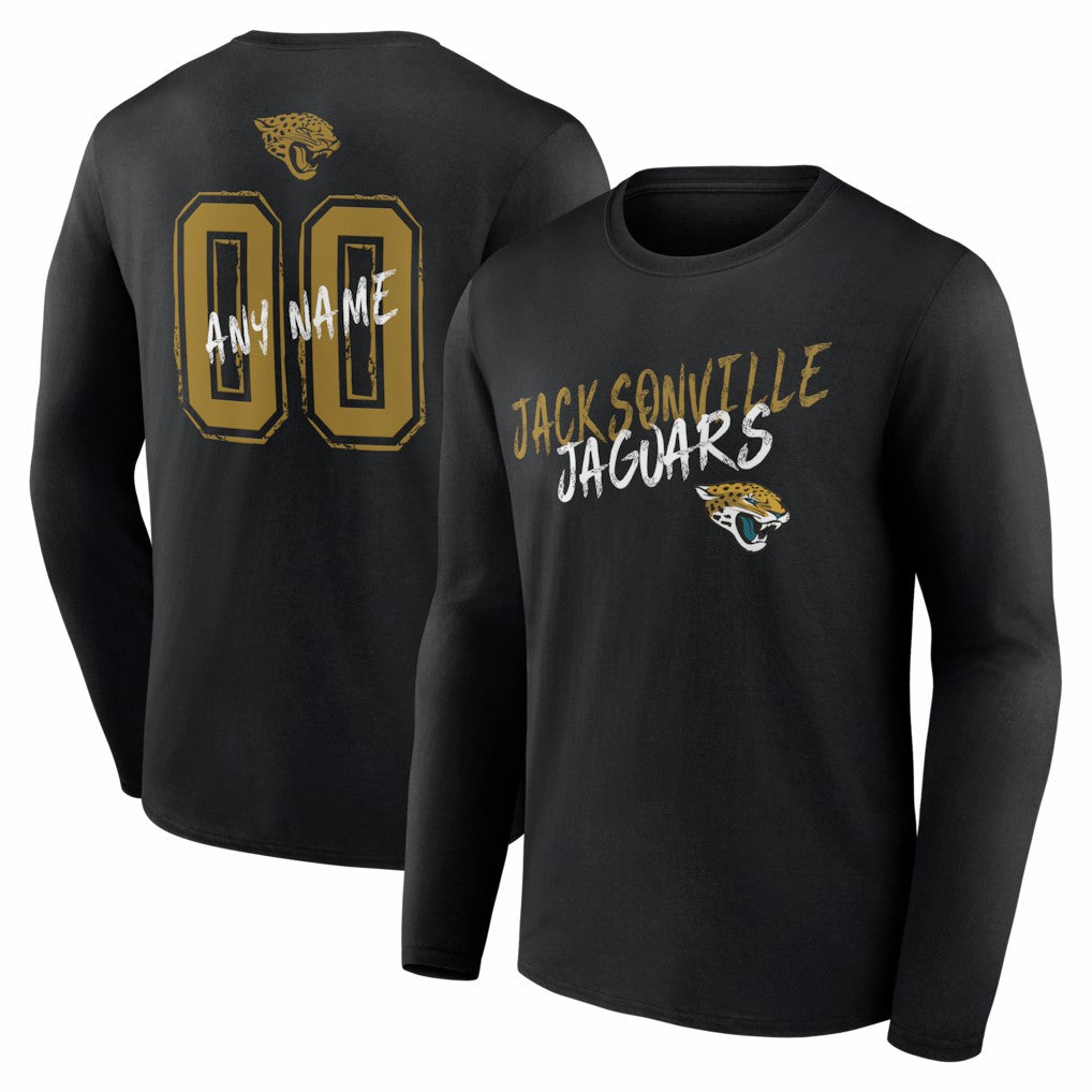 Jacksonville Jaguars Hustle Personalized Name & Number Long Sleeve T-Shirt Black