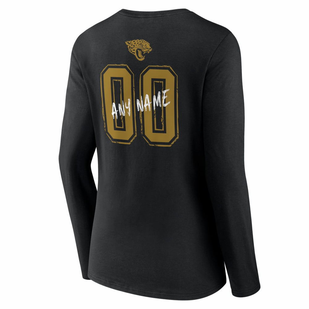 Jacksonville Jaguars Women's Hustle Personalized Name & Number Long Sleeve V-Neck T-Shirt Black