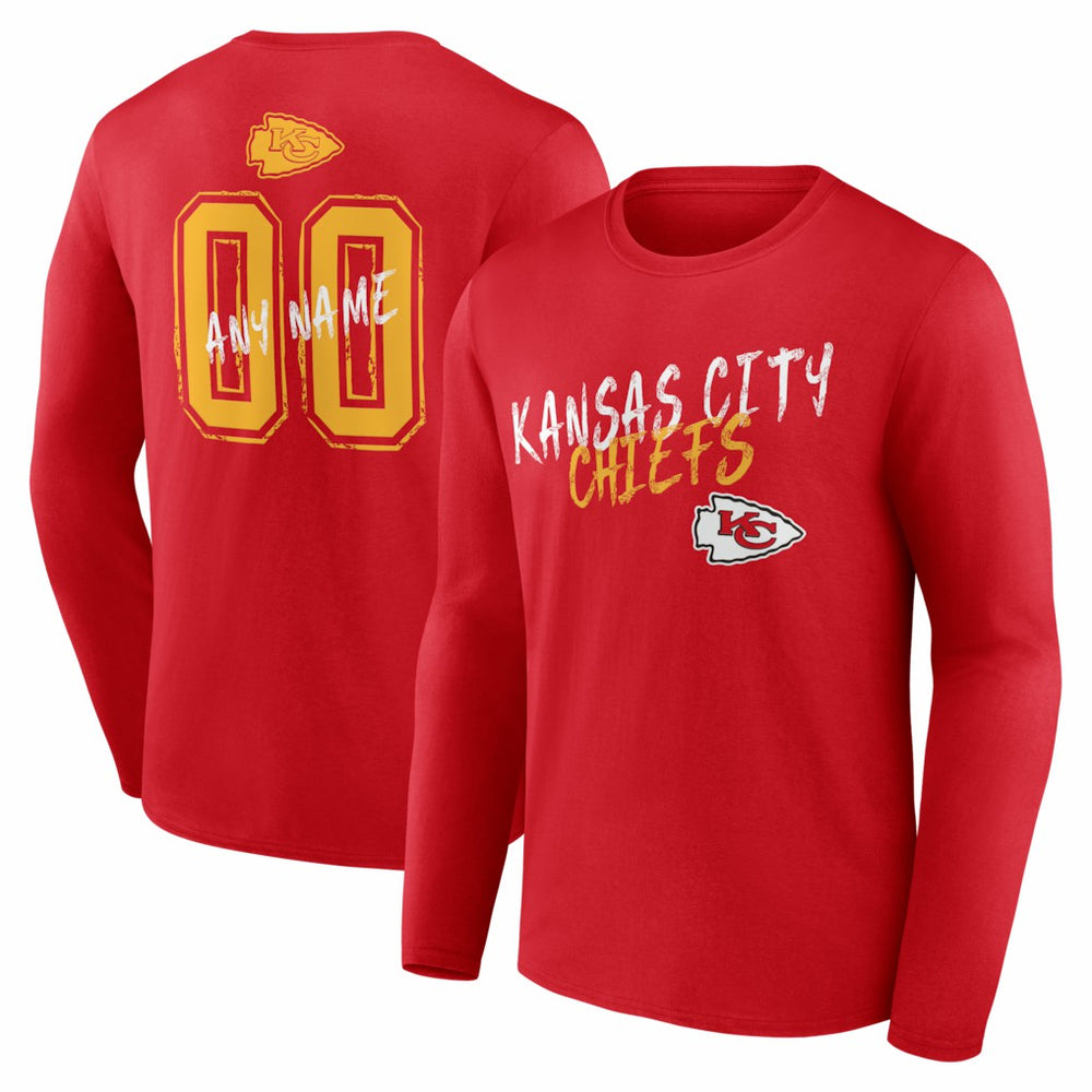Kansas City Chiefs Hustle Personalized Name & Number Long Sleeve T-Shirt Red