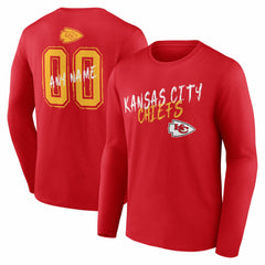 Kansas City Chiefs Hustle Personalized Name & Number Long Sleeve T-Shirt Red