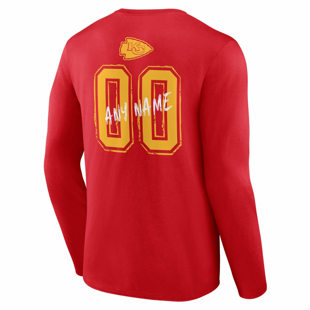 Kansas City Chiefs Hustle Personalized Name & Number Long Sleeve T-Shirt Red