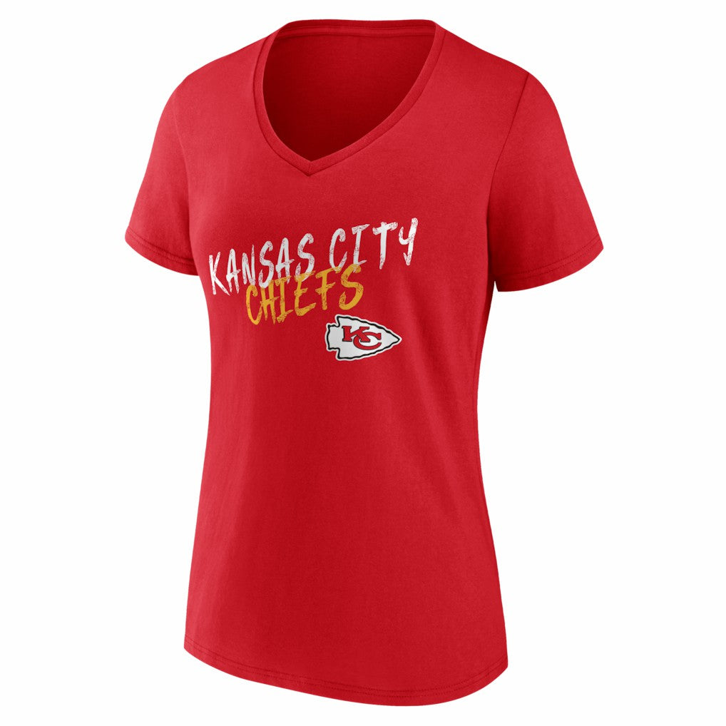 Kansas City Chiefs Women's Hustle Personalized Name & Number V-Neck T-Shirt Red