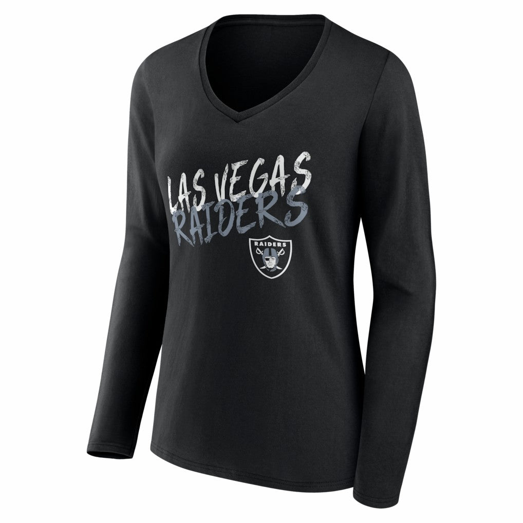 Las Vegas Raiders Women's Hustle Personalized Name & Number Long Sleeve V-Neck T-Shirt Black