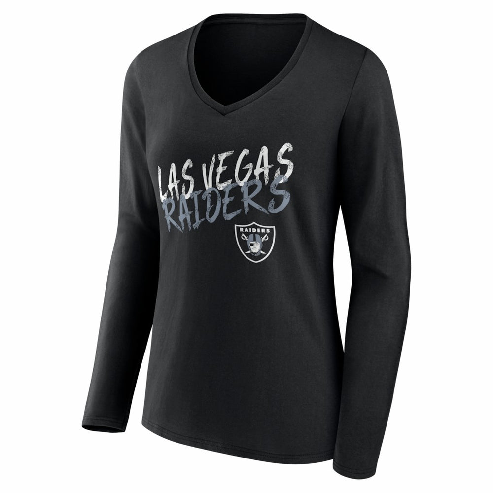 Las Vegas Raiders Women's Hustle Personalized Name & Number Long Sleeve V-Neck T-Shirt Black