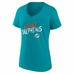 Miami Dolphins Women's Hustle Personalized Name & Number V-Neck T-Shirt Aqua