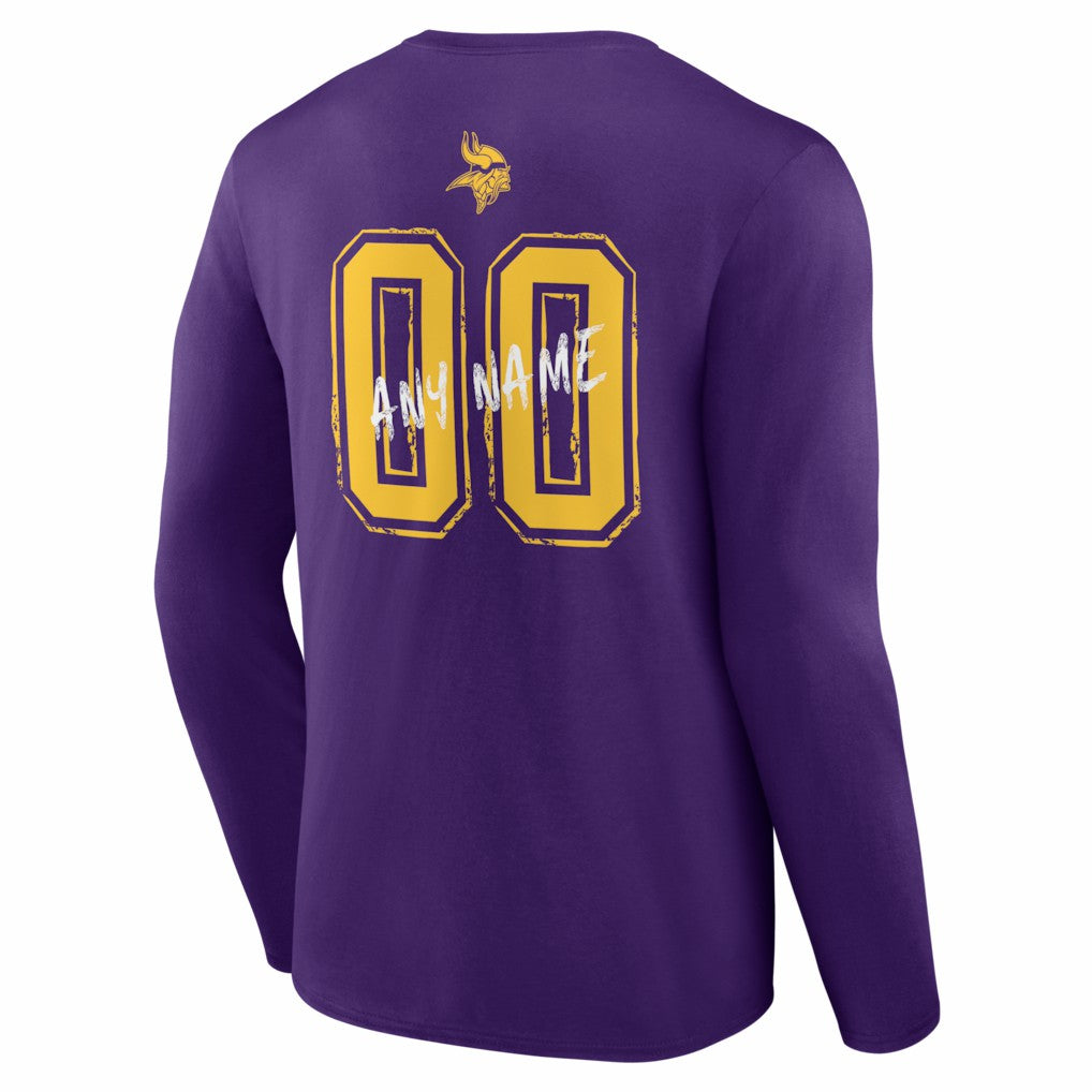 Minnesota Vikings Hustle Personalized Name & Number Long Sleeve T-Shirt Purple