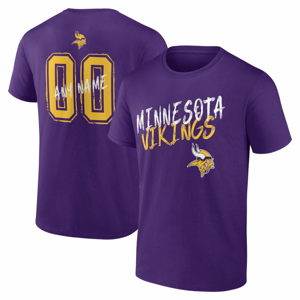 Minnesota Vikings Hustle Personalized Name & Number T-Shirt Purple