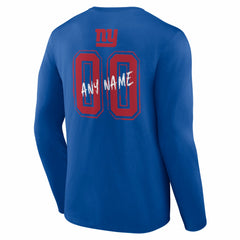 New York Giants Hustle Personalized Name & Number Long Sleeve T-Shirt Royal