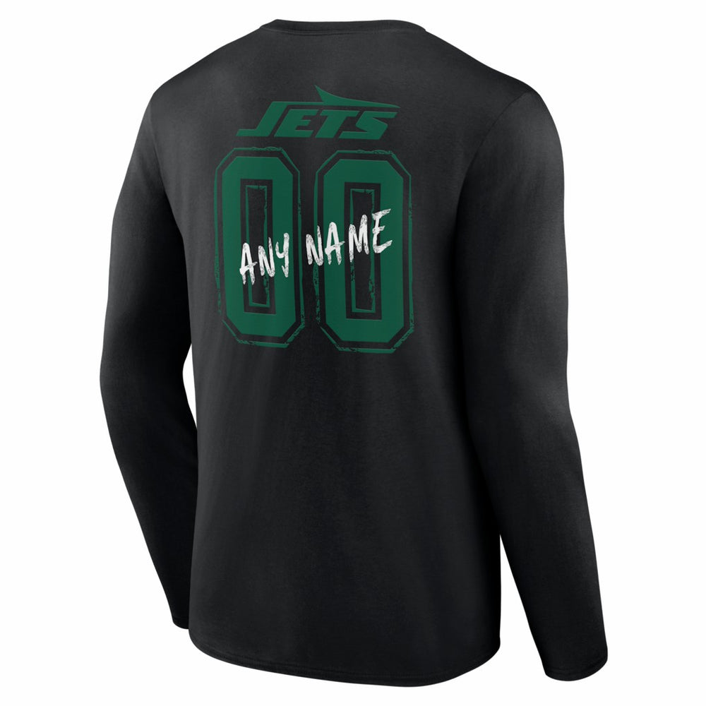 New York Jets Hustle Personalized Name & Number Long Sleeve T-Shirt Black