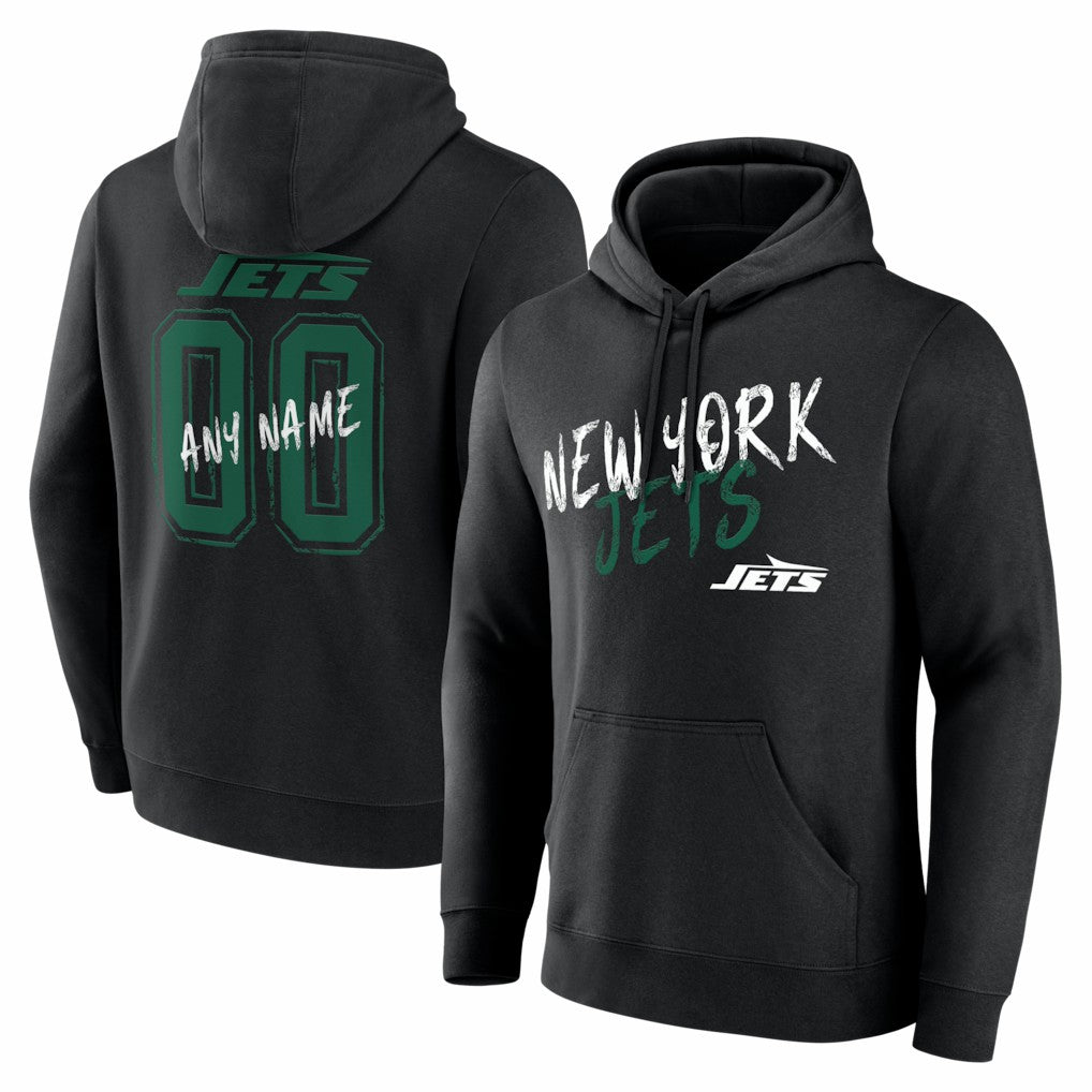 New York Jets Hustle Personalized Name & Number Hoodie Black