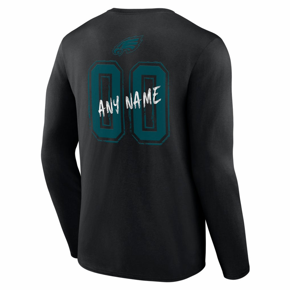 Philadelphia Eagles Hustle Personalized Name & Number Long Sleeve T-Shirt Black