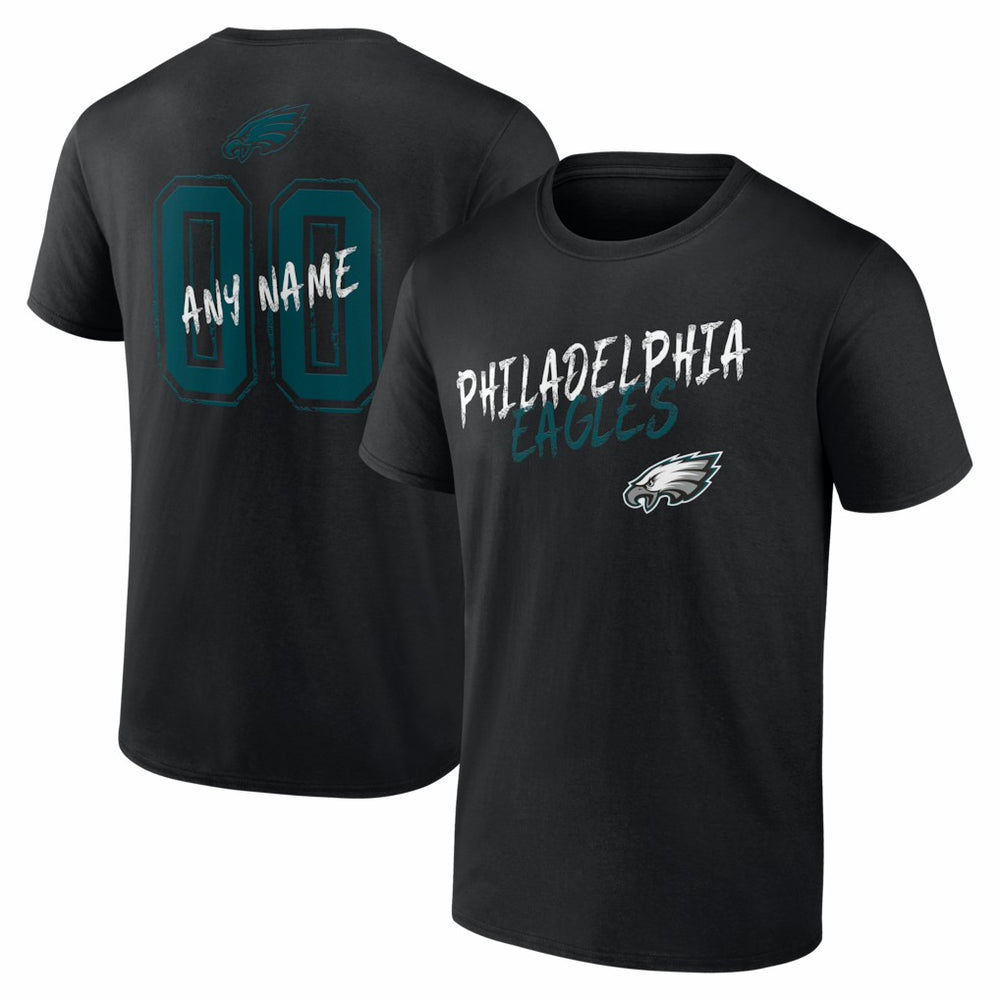 Philadelphia Eagles Hustle Personalized Name & Number T-Shirt Black