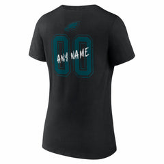 Philadelphia Eagles Women's Hustle Personalized Name & Number V-Neck T-Shirt Black