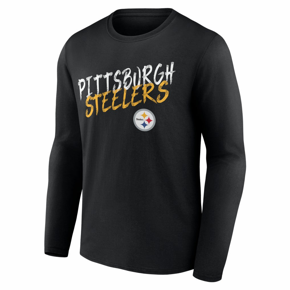 Pittsburgh Steelers Hustle Personalized Name & Number Long Sleeve T-Shirt Black