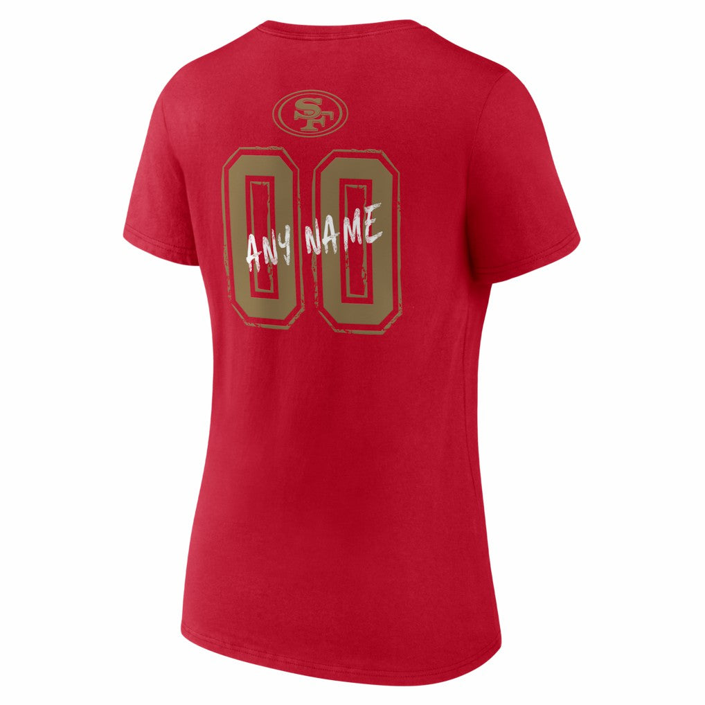 San Francisco 49ers Women's Hustle Personalized Name & Number V-Neck T-Shirt Scarlet