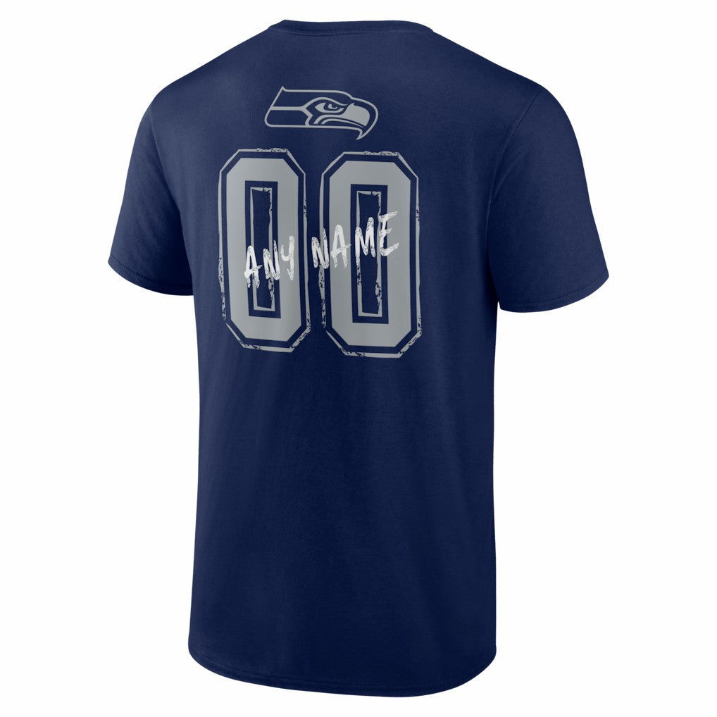 Seattle Seahawks Hustle Personalized Name & Number T-Shirt College Navy