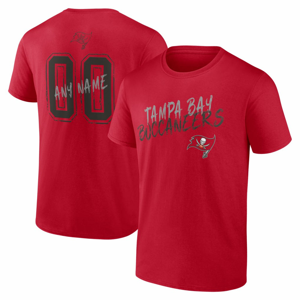 Tampa Bay Buccaneers Hustle Personalized Name & Number T-Shirt Red