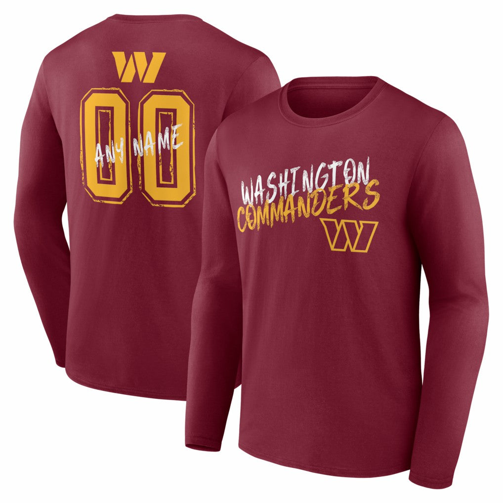 Washington Commanders Hustle Personalized Name & Number Long Sleeve T-Shirt Burgundy